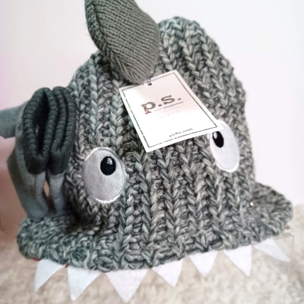 P.S. From Aeropostale Beanie with Mittens One Size  Gray